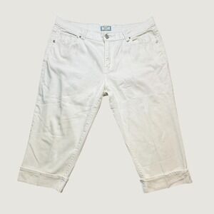 Levi's 515 Jeans Womens 14 White Capri Mid Rise Stretch Cuffed Denim Cropped